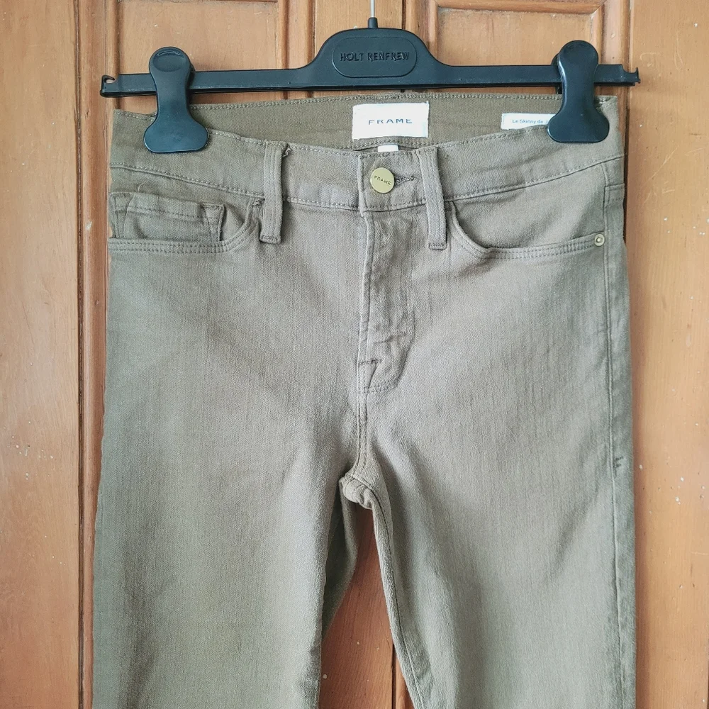 Frame le Skinny de Jeanne Jeans In Surplus Olive Green  size 27 - Picture 4 of 16
